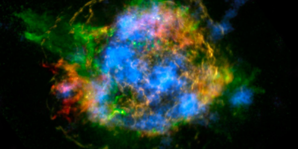 Composite image of Radioactivity as Imaged by NuSTAR and low level X-ray energies imaged by Chandra