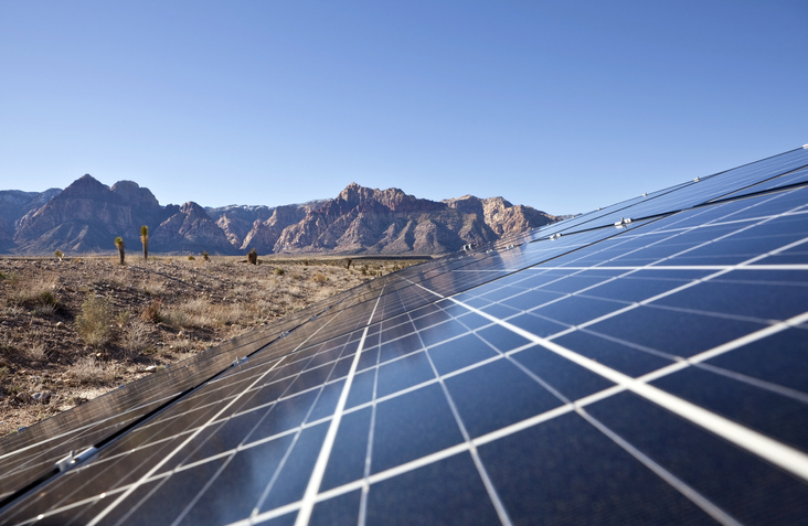 Photovoltaic solar panel in desert, Solar absorptance is relevant for